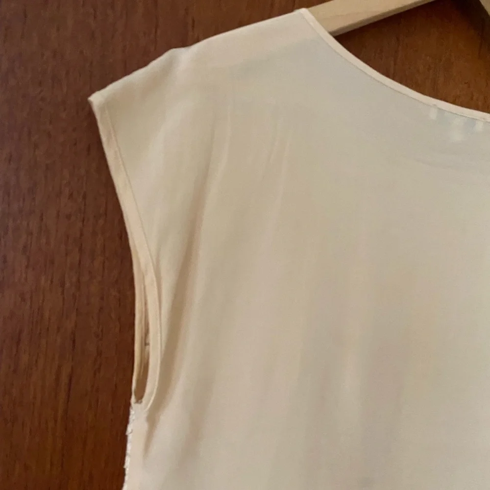 Madewell silk lace capped sleeve eggshell color blouse - Picture 5 of 10